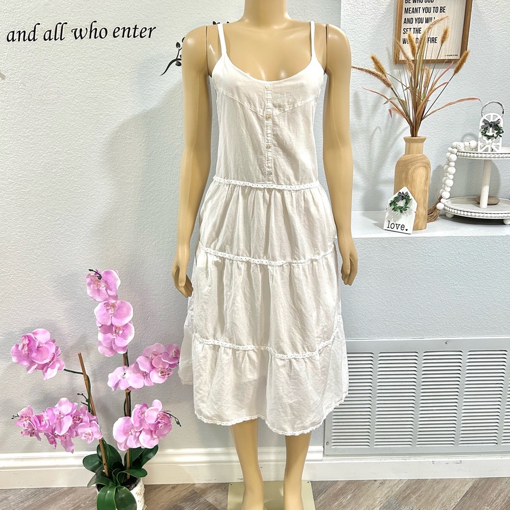 Wyeth by Todd Magill Silk White Boho Midi Dress XS 🦋 $135 (P 16”) - Picture 3 of 7